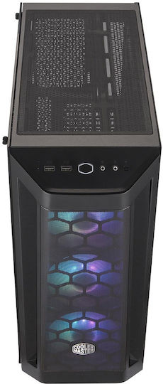 CoolerMaster Masterbox MB511 ARGB Gaming Midi Tower Κουτί Υπολογιστή με Πλαϊνό Παράθυρο Μαύρο