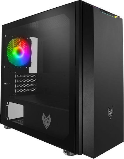 FSP/Fortron CST310 Gaming Mikro-Turm Computergehäuse mit Seitenfenster Schwarz