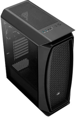 Aerocool Aero One Gaming Midi Tower Κουτί Υπολογιστή με Πλαϊνό Παράθυρο και RGB Φωτισμό Μαύρο