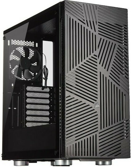 Corsair 275R Airflow Геймърско бюро Midi Tower Компютърна кутия със страничен прозорец Черен