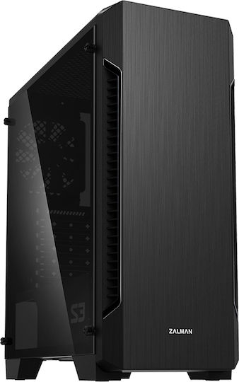 Zalman S3 TG Gaming Midi Tower Κουτί Υπολογιστή με Πλαϊνό Παράθυρο Μαύρο