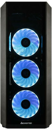 Chieftec Scorpion III Gaming Midi Tower Κουτί Υπολογιστή με Πλαϊνό Παράθυρο και RGB Φωτισμό Μαύρο
