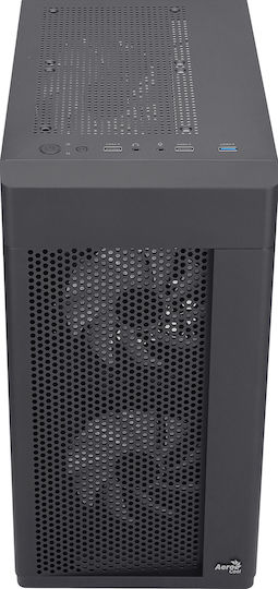 Aerocool Hexform Gaming Mini Tower Κουτί Υπολογιστή με Πλαϊνό Παράθυρο Μαύρο