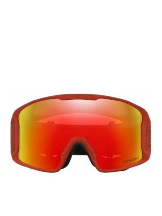 Oakley Line Miner Μάσκα Σκι & Snowboard Ενηλίκων Κόκκινη με Φακό Καθρέπτη σε Κόκκινο Χρώμα