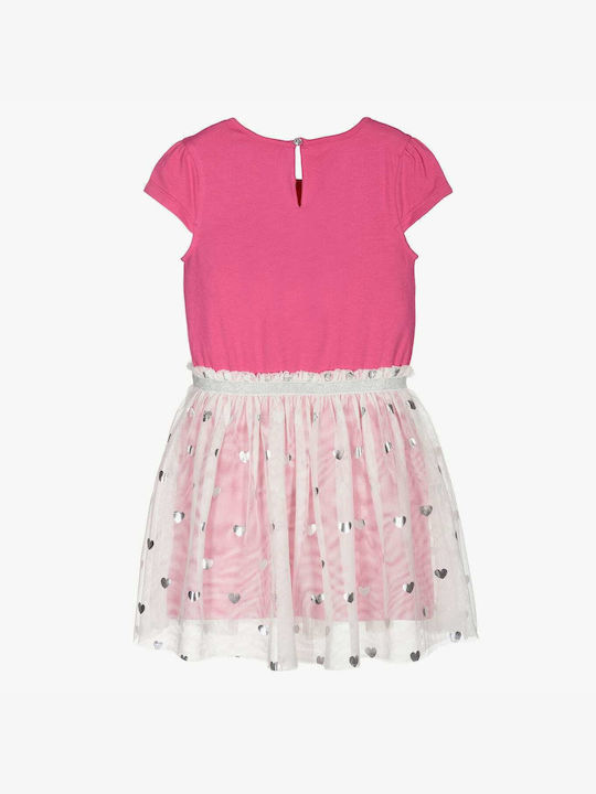 Guess Kids Dress Tulle Short Sleeve Fuchsia