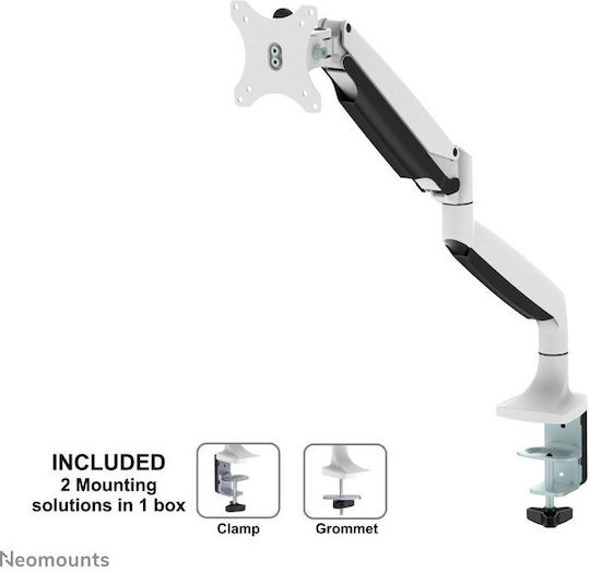Neomounts Stand Desk Mounted Monitor up to 32" with Arm White (NM-D750WHITE)