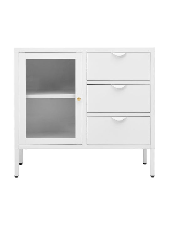 Sideboard made of Metal with Drawers White 75x35x70cm