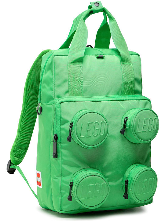 LEGO School Bag Backpack Elementary, Elementary Green with Water Bottle Holder 15Liters