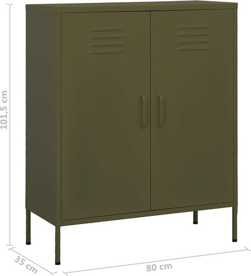 vidaXL Büroaufbewahrungsschublade und -schrank Metall Grün Oliv 80x35x101.5cm