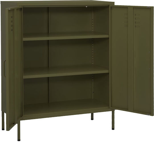 vidaXL Büroaufbewahrungsschublade und -schrank Metall Grün Oliv 80x35x101.5cm