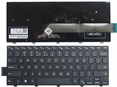 Dell Laptop Keyboard for Inspiron 14-3000/3441/3442/3443/3451/3458/3446 without Frame and English (UK) Layout in Black Color 40283US