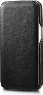 iCarer Curved Edge Vintage Leather Book Black (iPhone 13)