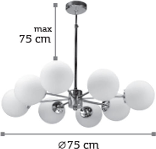 Inlight 5321-8 Κρεμαστό Φωτιστικό Ασημί 75x75εκ.