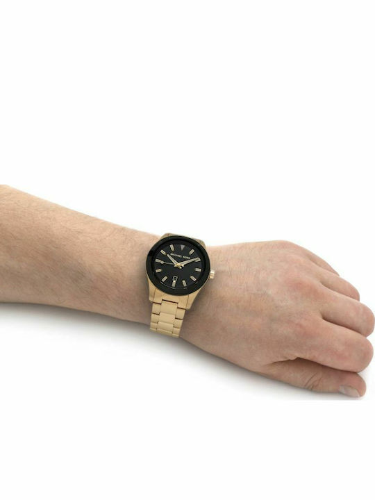 Michael Kors Layton Ανδρικό Ρολόι 44mm Μπαταρίας με Χρυσό Μεταλλικό Μπρασελέ
