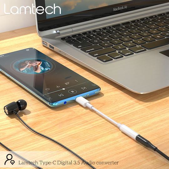 Lamtech Convertor USB-C masculin în 3.5mm feminin Alb 1buc LAM023831