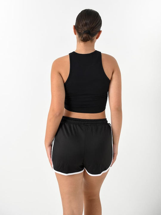 Sik Silk Damen Crop Top Baumwolle Ärmellos Schwarz