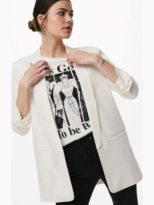 Only Elly Long Women's Waisted Blazer White