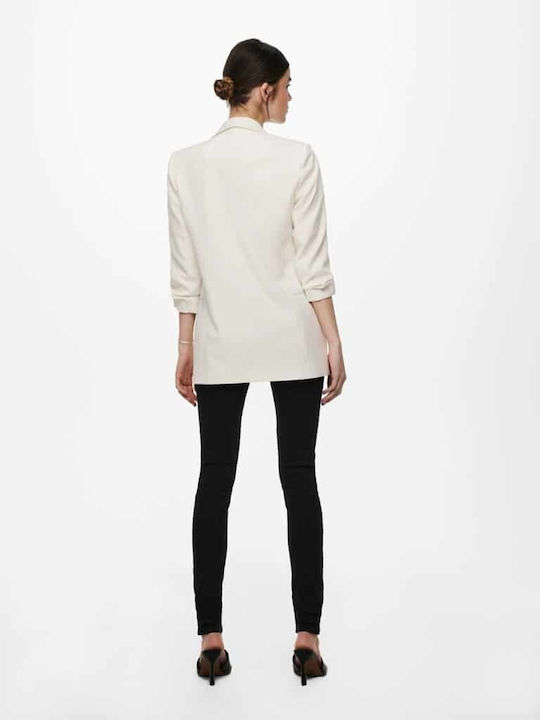 Only Elly Long Women's Waisted Blazer White