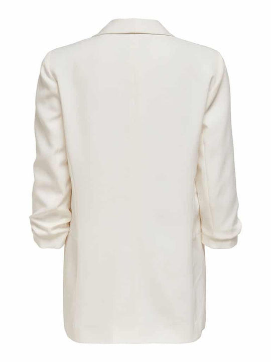 Only Elly Long Women's Waisted Blazer White