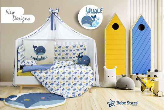 Bebe Stars Σετ Κούνιας Whale Μπλε 9τμχ