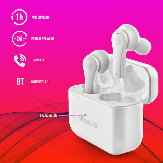 NGS Artica Bloom In ear Bluetooth хендсфри Слушалки с Кутийка за Зареждане Бял