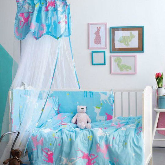Palamaiki Set Für Krippe Baby Satin Blau 7Stück