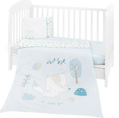 Kikka Boo Baby Crib Bedding Set Little Fox 6pcs Light Blue