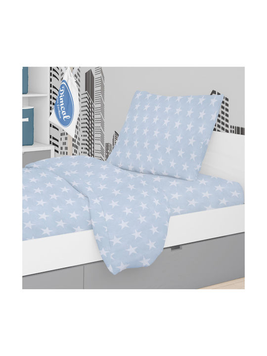 Dimcol Sheet Set Single Cotton Star 33 Sky Blue 160x240cm 3pcs