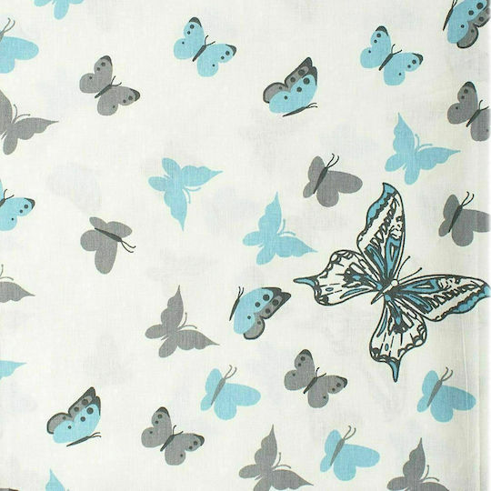 Dimcol Seturi de cearșafuri Single Bumbac Butterfly 56 Sky Blue 160x240cm 2buc