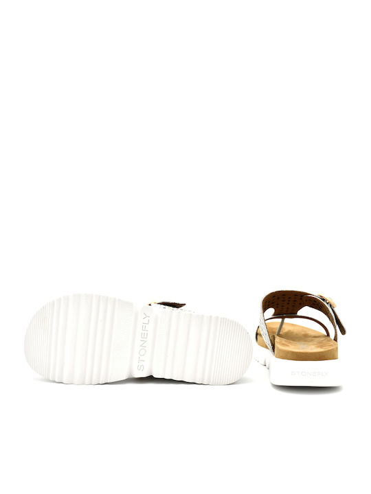 Riva 6 Leder Flache Sandalen für Damen in Weiß Farbe