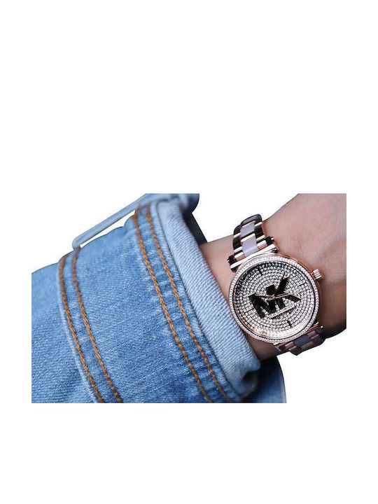 Michael Kors Watch Women's Watch with Pink Gold Metal Bracelet