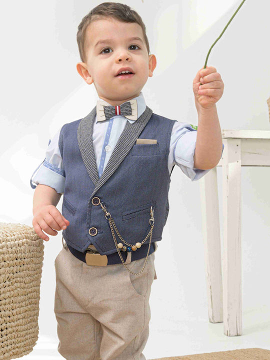 Bonito Baby Βαπτιστικό Κοστούμι Μπλε 5τμχ Bonito Baby Βαπτιστικό Κοστούμι Μπλε 5τμχ