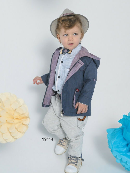 Bonito Baby Baptism Suit with Blazer for Boys Gray 6 Pieces