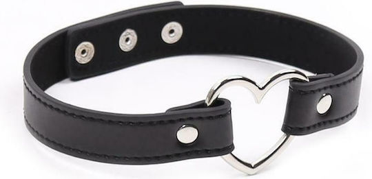 Fetish Addict Adjustable Collar with Heart Shaped Hoop Κολάρο 41.5cm σε Μαύρο Χρώμα