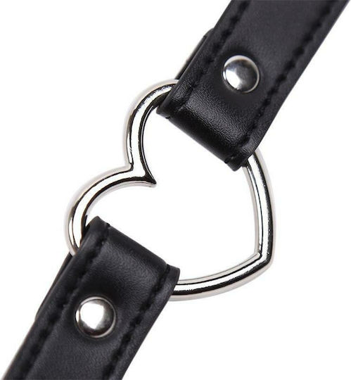 Fetish Addict Adjustable Collar with Heart Shaped Hoop Κολάρο 41.5cm σε Μαύρο Χρώμα
