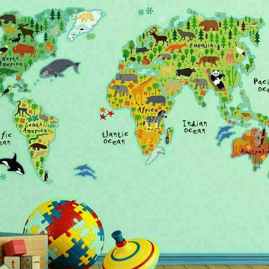 Ango Kids Vinyl Wall Sticker World Map XL 140x90cm 18pcs