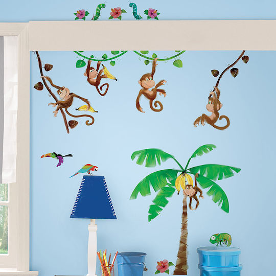 RoomMates Decor Детска стикерна за стена Стена Маймунчета
