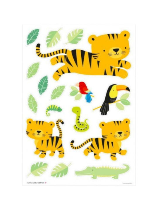 A Little Lovely Company Kids Vinyl Wall Sticker Jungle Tiger 17pcs