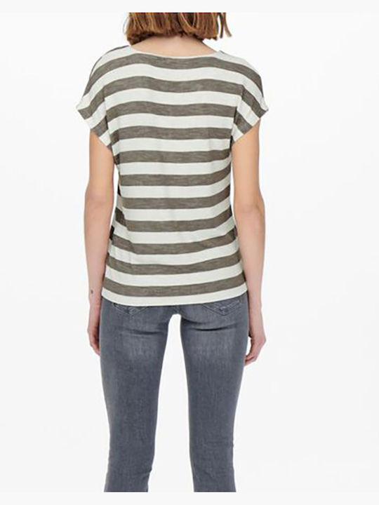 Only Women's T-shirt Striped Walnut