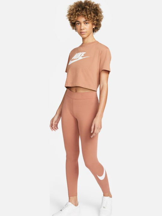 Essential Mid-Rise Swoosh Training Γυναικείο Μακρύ Κολάν Καφέ