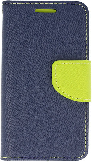Fancy Книга Изкуствена кожа Военноморски флот / Лайм (Galaxy S21 FE 5G)