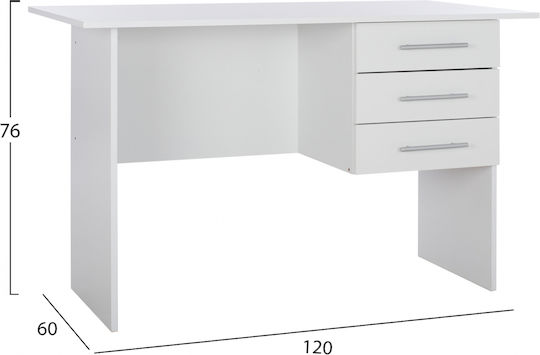 Desk Ensley Wooden White 120x60x76cm