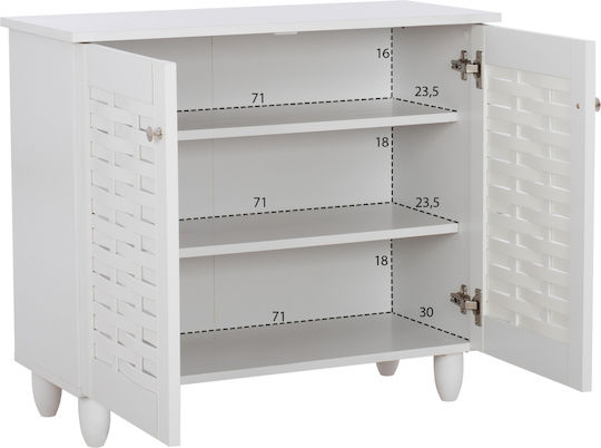 Cassiope Wooden Shoe Organizer with 3 Shelves White 77x34x67.5cm