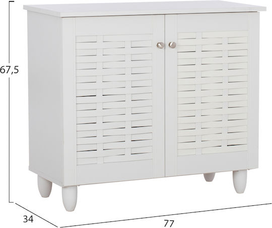 Cassiope Wooden Shoe Organizer with 3 Shelves White 77x34x67.5cm