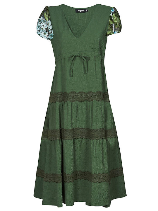 Gingy Summer Midi Dress Green