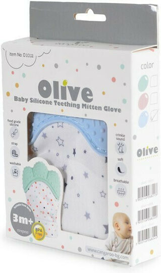 Cangaroo Mitten Olive Beißring Handschuh Zahnen Linderung aus Silikon für 3 m+