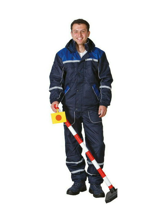 Bultex99 Collins Winter Set Φόρμα Εργασίας με Τιράντες & Ανακλαστικές Ταινίες Βαμβακερή Μπλε