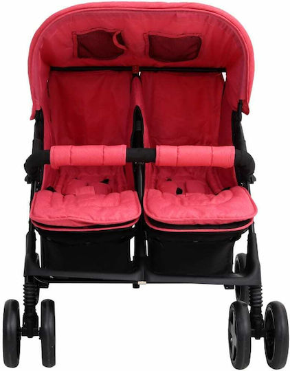 vidaXL Verstellbar Doppelter Kinderwagen Geeignet für Neugeborene Rot