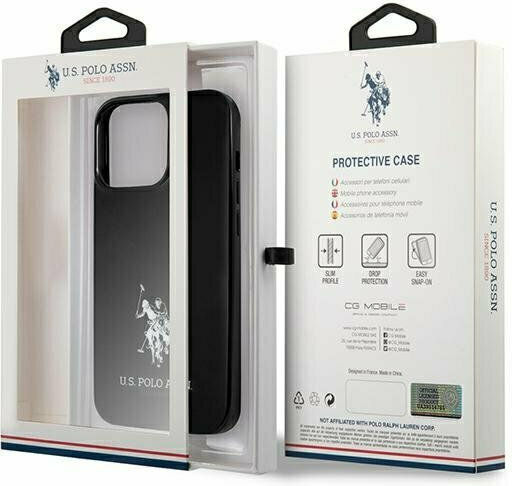U.S. Polo Assn. Horses Logo Umschlag Rückseite Kunststoff Schwarz (iPhone 13 Pro Max)