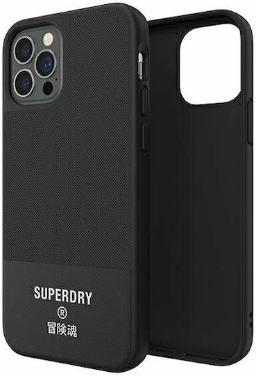Superdry Molded Canvas Umschlag Rückseite Silikon / Stoff Schwarz (iPhone 12 Pro Max)